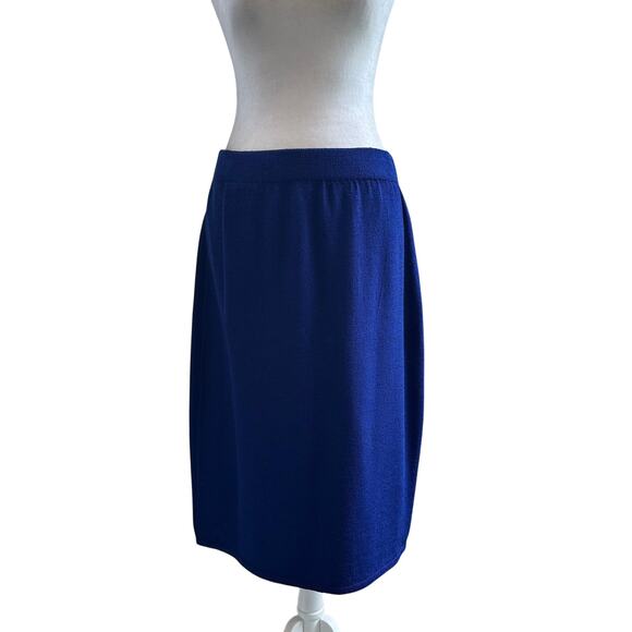 St. John Evening Marie Gray Royal Blue Santana Knit Blazer Skirt Set Sz 12 - Picture 10 of 14